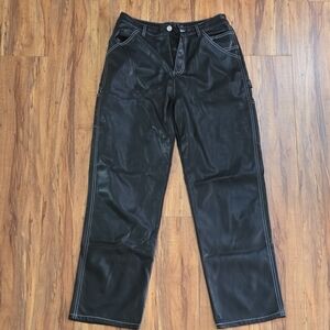 ASOS Black Leather Pants with White Stitching